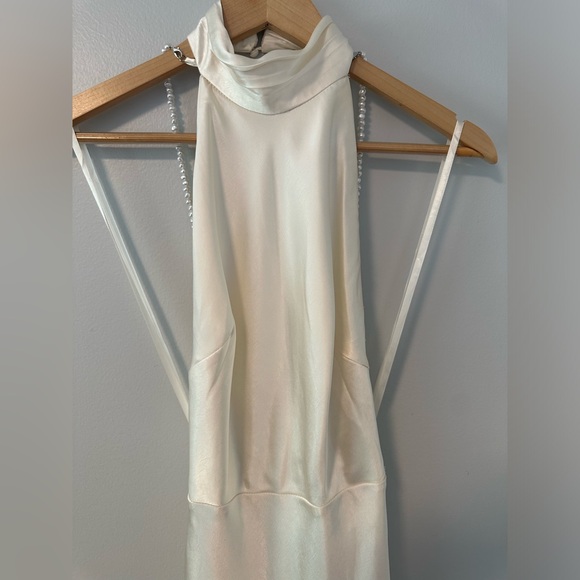 NWT Bride Saints and Secrets White/Cream Rose Halter Pearl Maxi Dress Size XS - Picture 5 of 8
